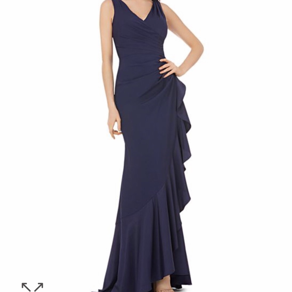 carmen marc valvo dress dark blue
